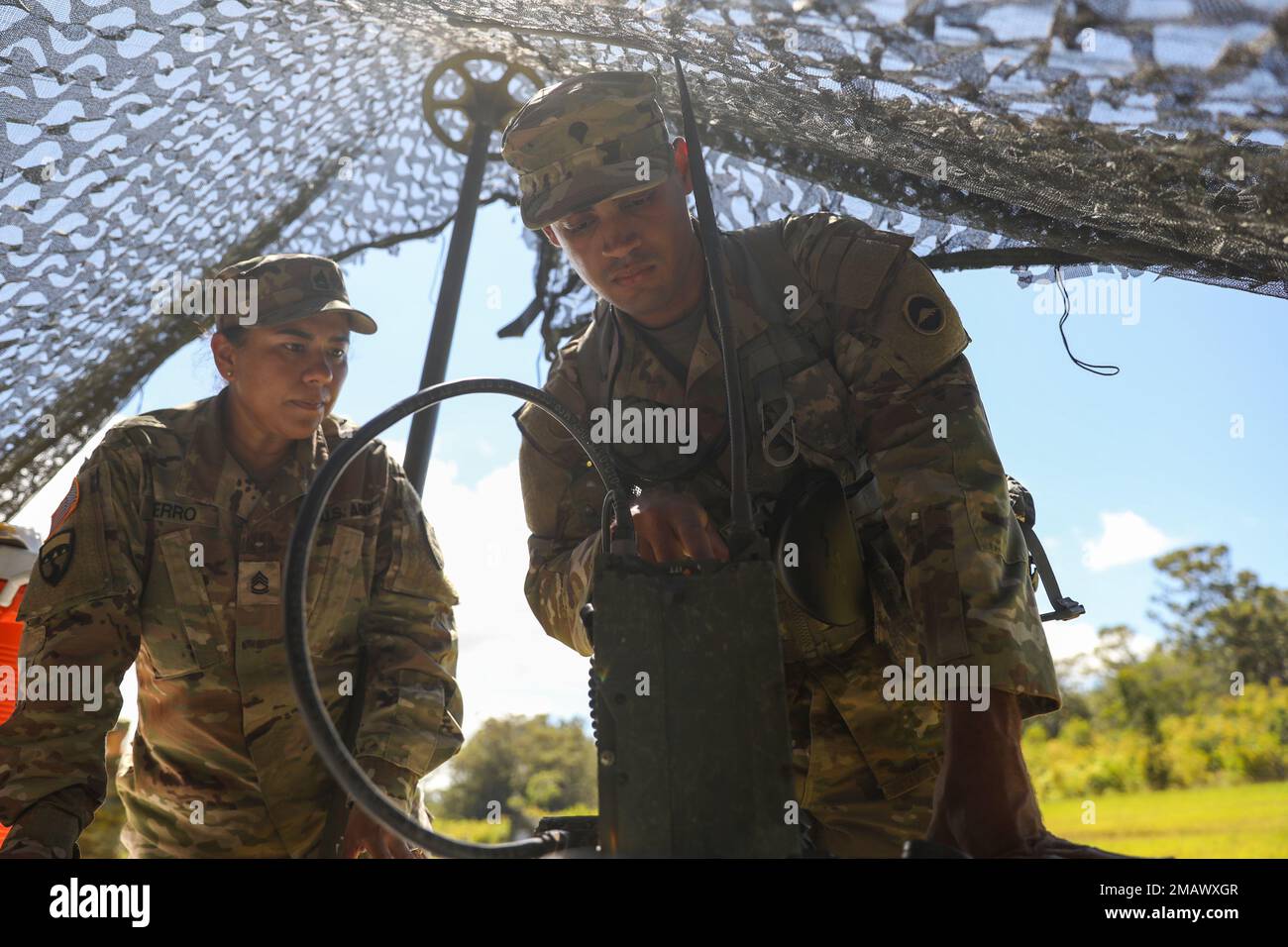 Spc. Jacob Byrd, a musician assigned to U.S. Army Japan stationed at Camp  Zama, Japan, is operates a single channel ground and airborne radio system  during a series of warrior tasks and