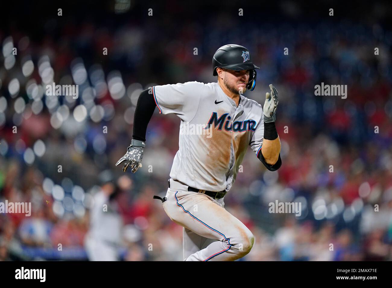 Miami Marlins' Charles Leblanc plays during a baseball game, Wednesday,  Aug. 10, 2022, in Philadelphia. (AP Photo/Matt Slocum Stock Photo - Alamy