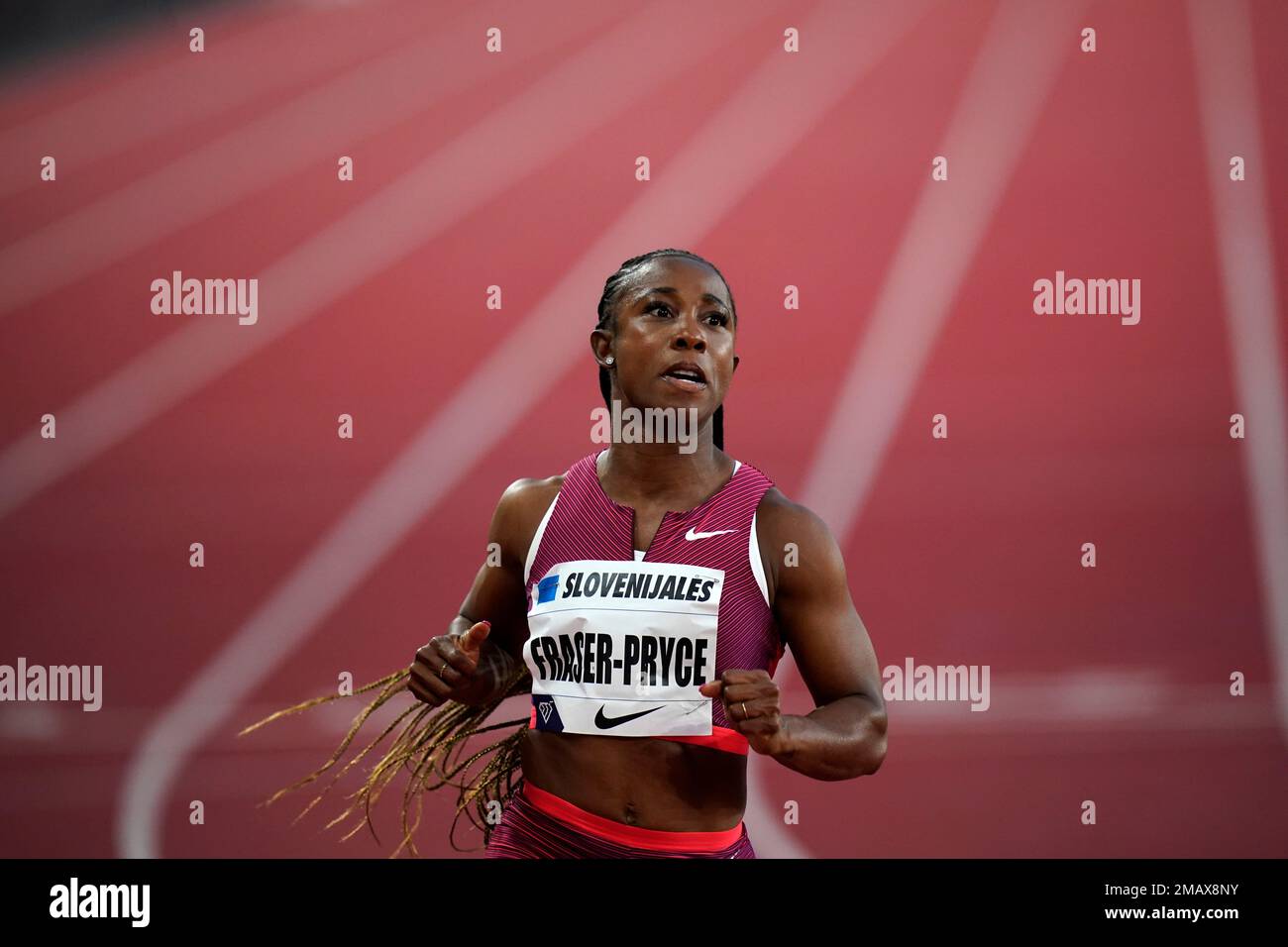 Shelly-Ann Fraser-Pryce of Jamaica wins the women's 100m during the ...