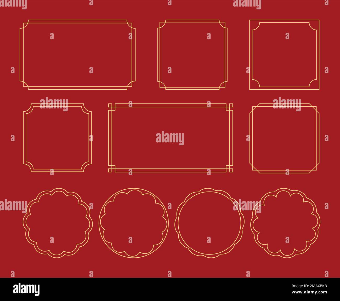 Chinese decoration frame line border square and round Stock Vector
