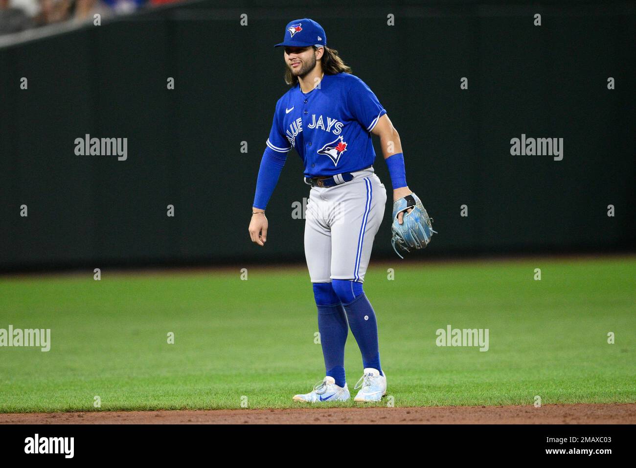 Toronto, Canada. 08th Apr, 2022. April 8, 2022, Toronto, ON, CANADA: Toronto  Blue Jays shortstop Bo Bichette (11) is introduced during an opening  ceremony prior to MLB baseball action against the Texas