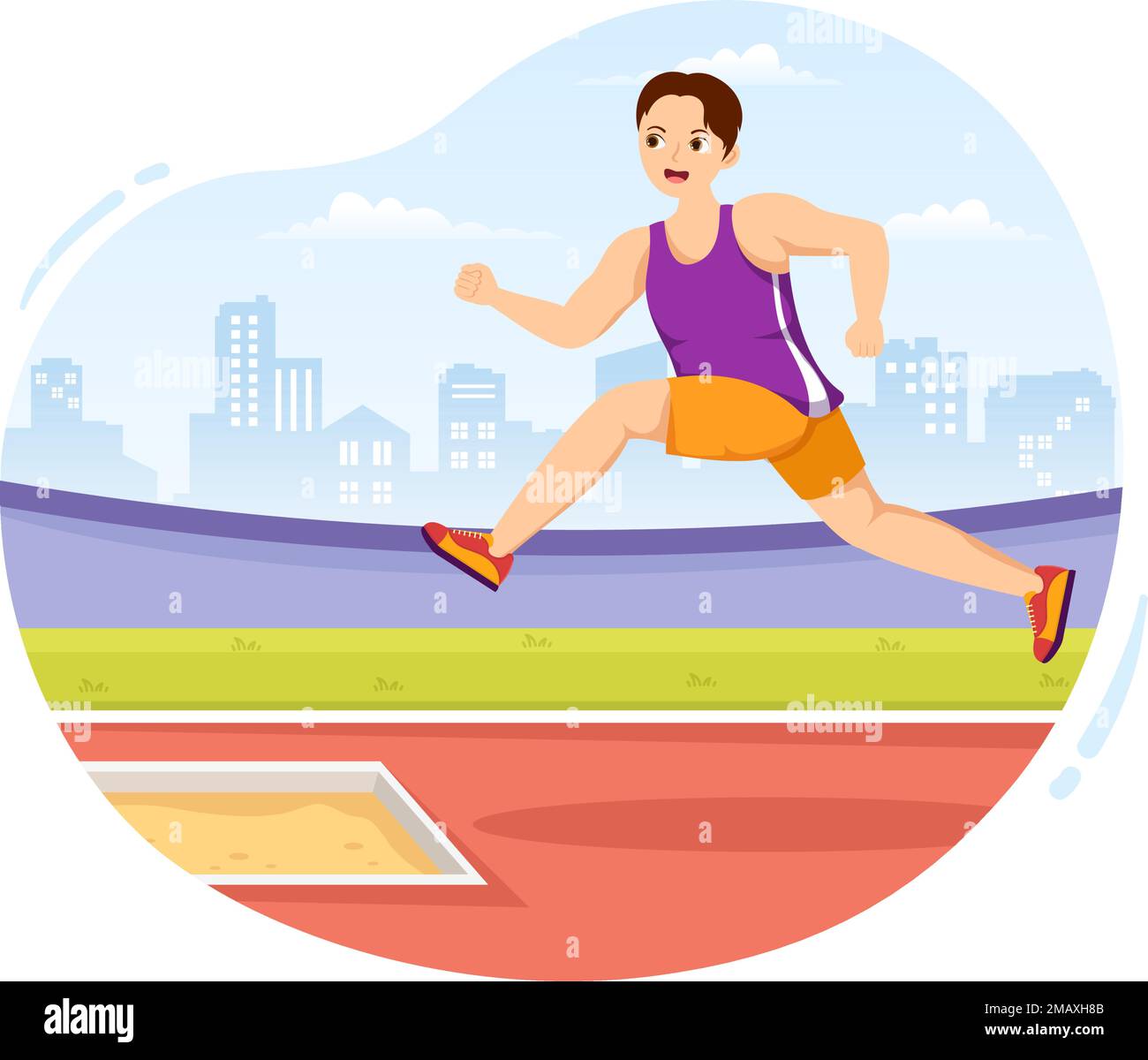 Long Jump Illustration with Athlete Doing Jumps in Sand Pit for 