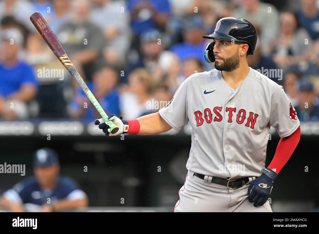 Boston Red Sox first baseman Eric Hosmer at bat against the Kansas City