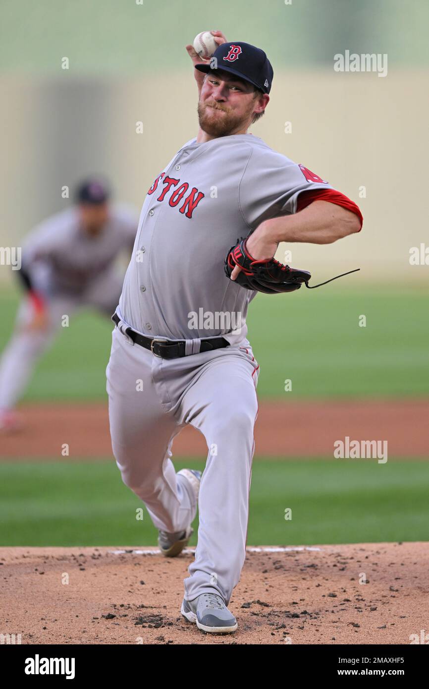 Boston Red Sox starting pitcher Josh Winckowski throws during the first