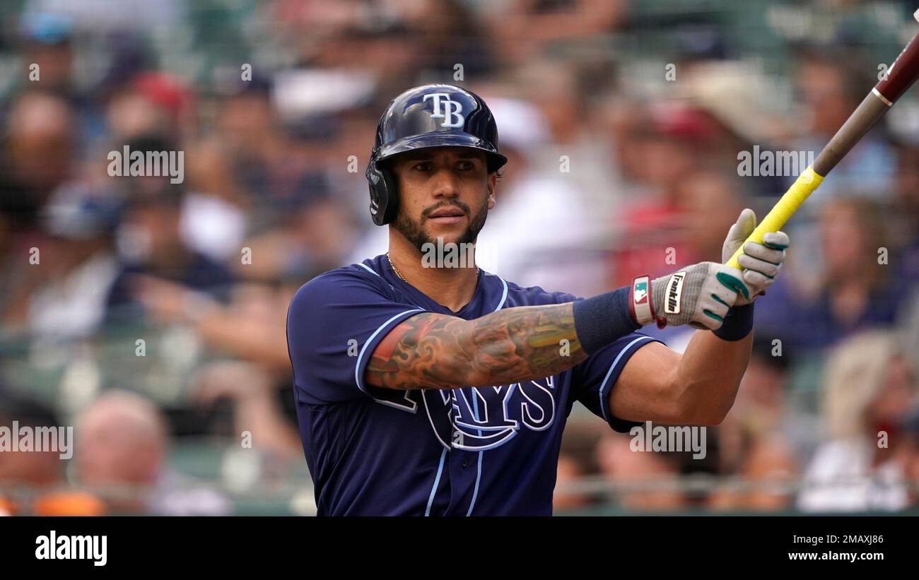 Tampa Bay Rays' David Peralta plays during a baseball game, Friday, Aug. 5,  2022, in Detroit. (AP Photo/Carlos Osorio Stock Photo - Alamy