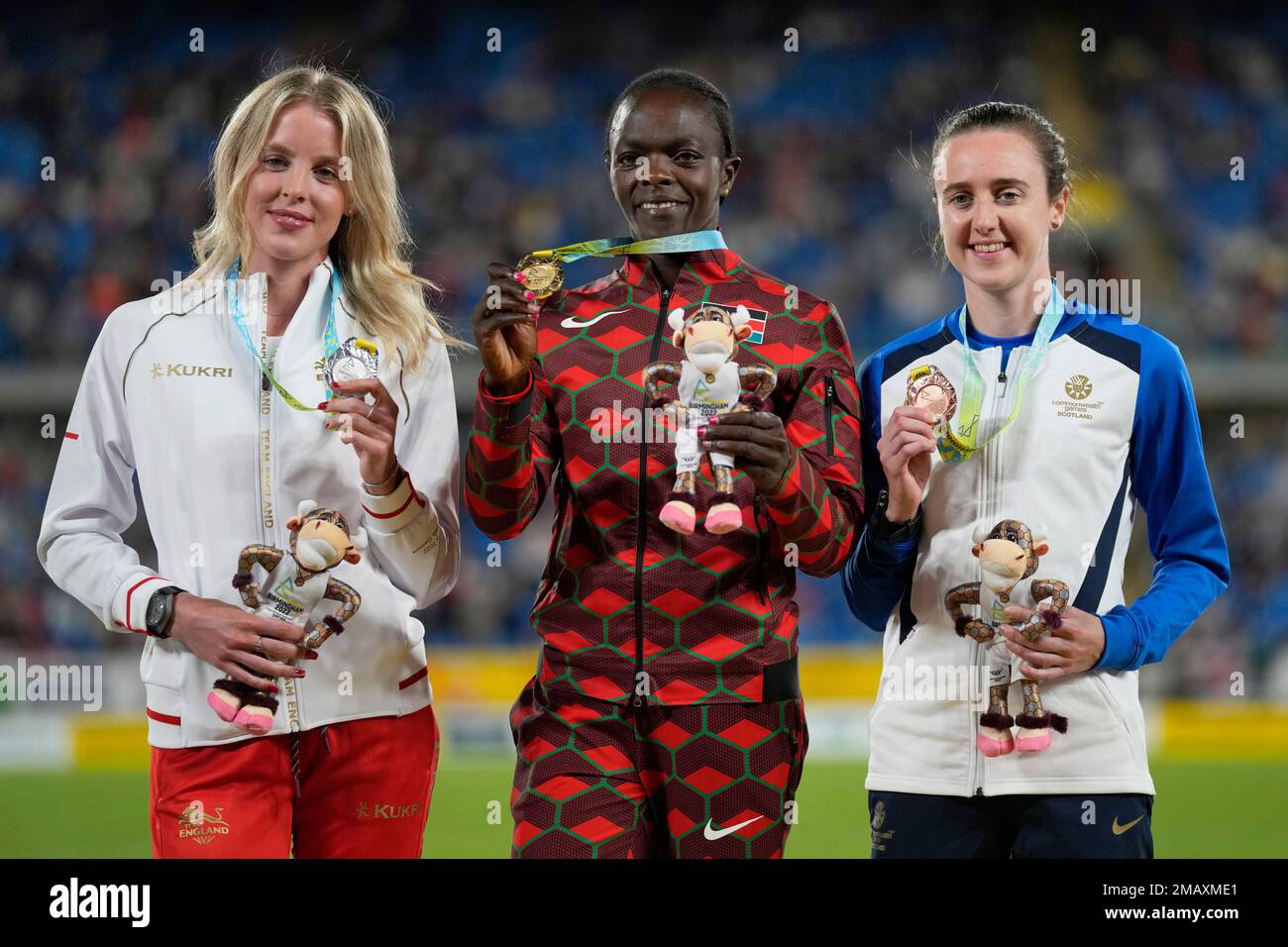 Silver medalist Keely Hodkkinson of England, gold medalist Mary Moraa