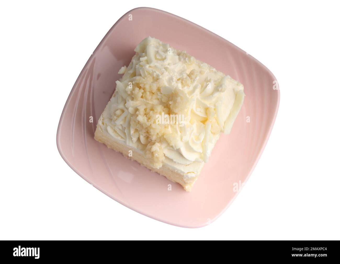 Vanilla cake in a plate on a white background Stock Photo