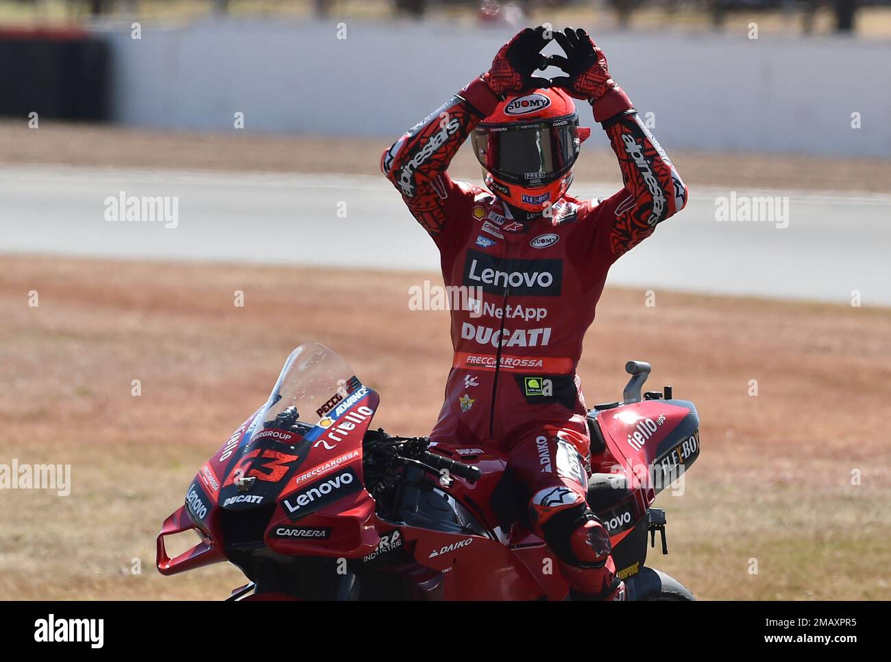Italian rider Francesco Bagnaia of the Ducati Lenovo Team celebrates ...