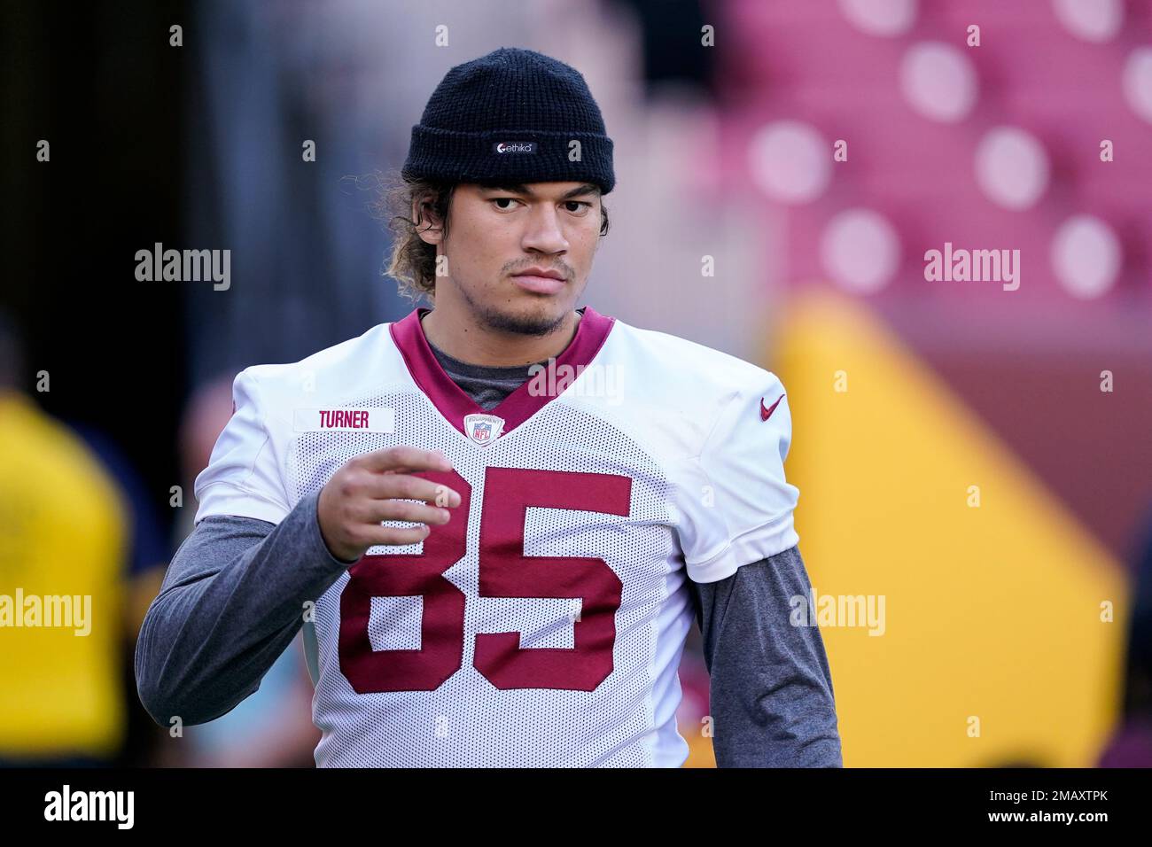 Washington Commanders tight end Cole Turner (85) runs during an NFL  football game against the Arizona Cardinals, Sunday, September 10, 2023 in  Landover, Maryland. (AP Photo/Daniel Kucin Jr Stock Photo - Alamy