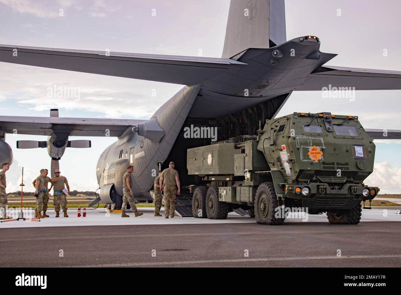 A U.S. Marine Corps High-Mobility Artillery Rocket System with 5th ...