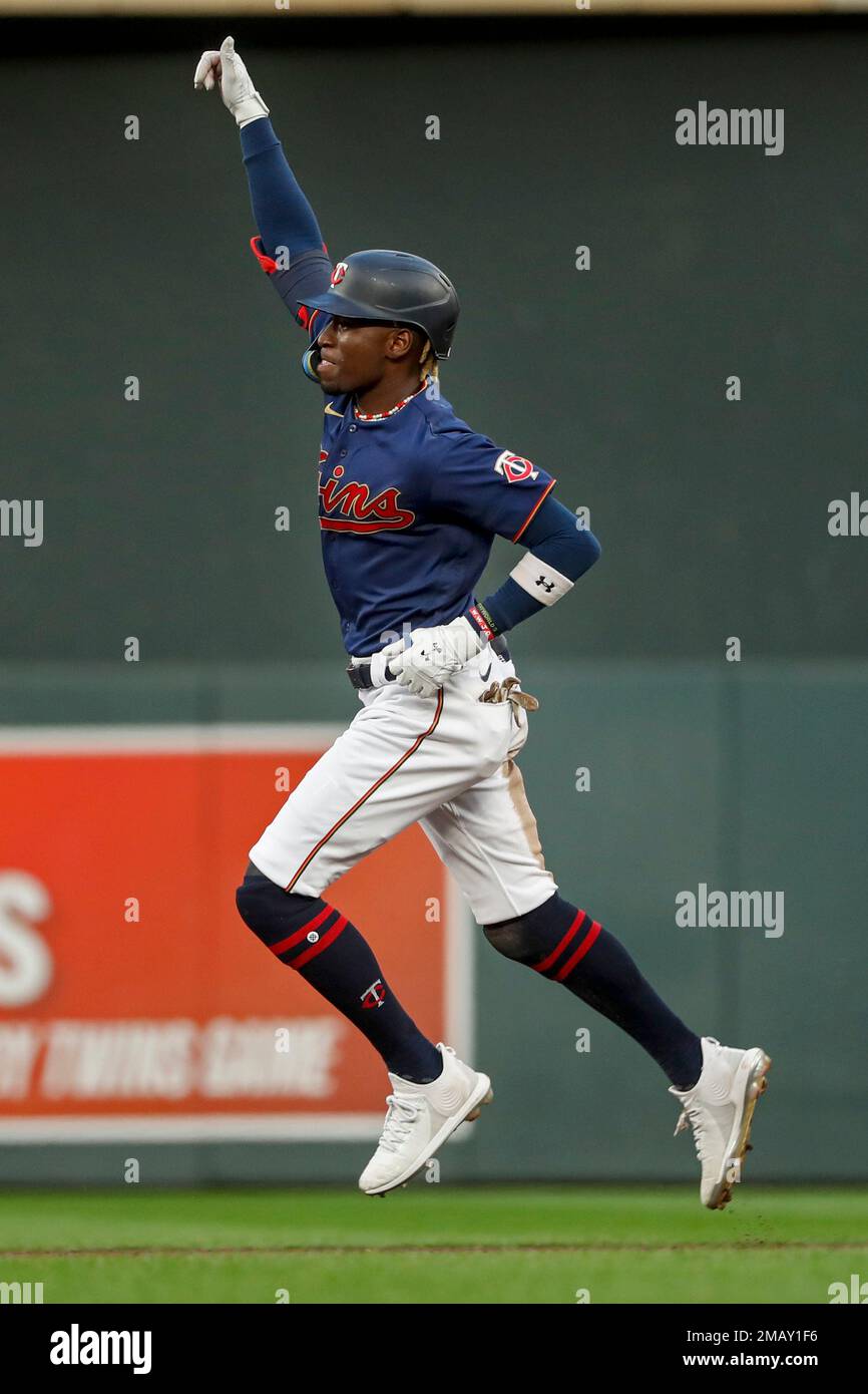 Minnesota Twins' Nick Gordon runs the bases on a three-run home run against  the Toronto Blue Jays during the fourth inning of a baseball game Friday,  Aug. 5, 2022, in Minneapolis. The