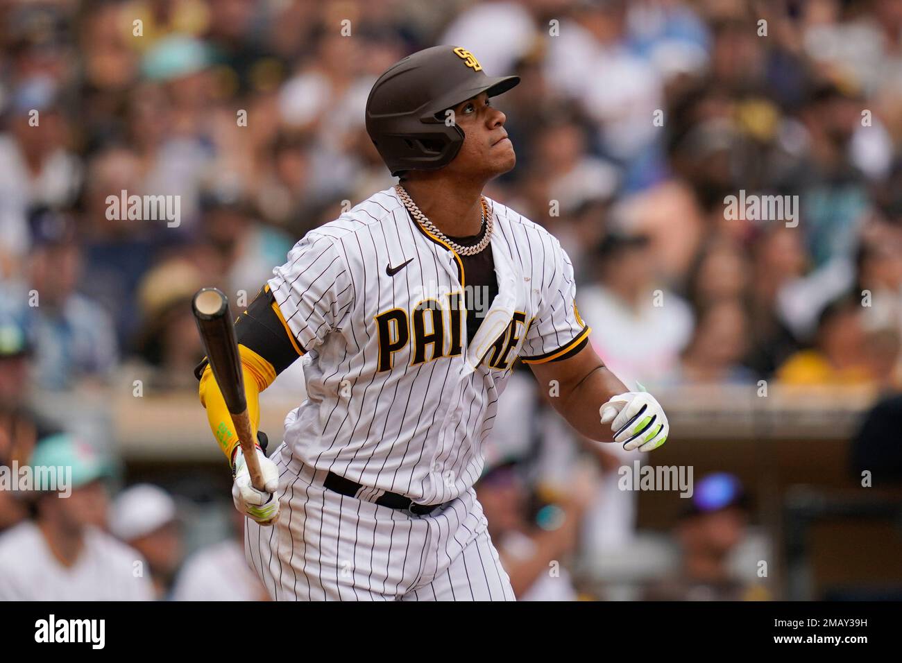 San Diego Padres' Juan Soto Watches His Triple Hit During The Sixth ...