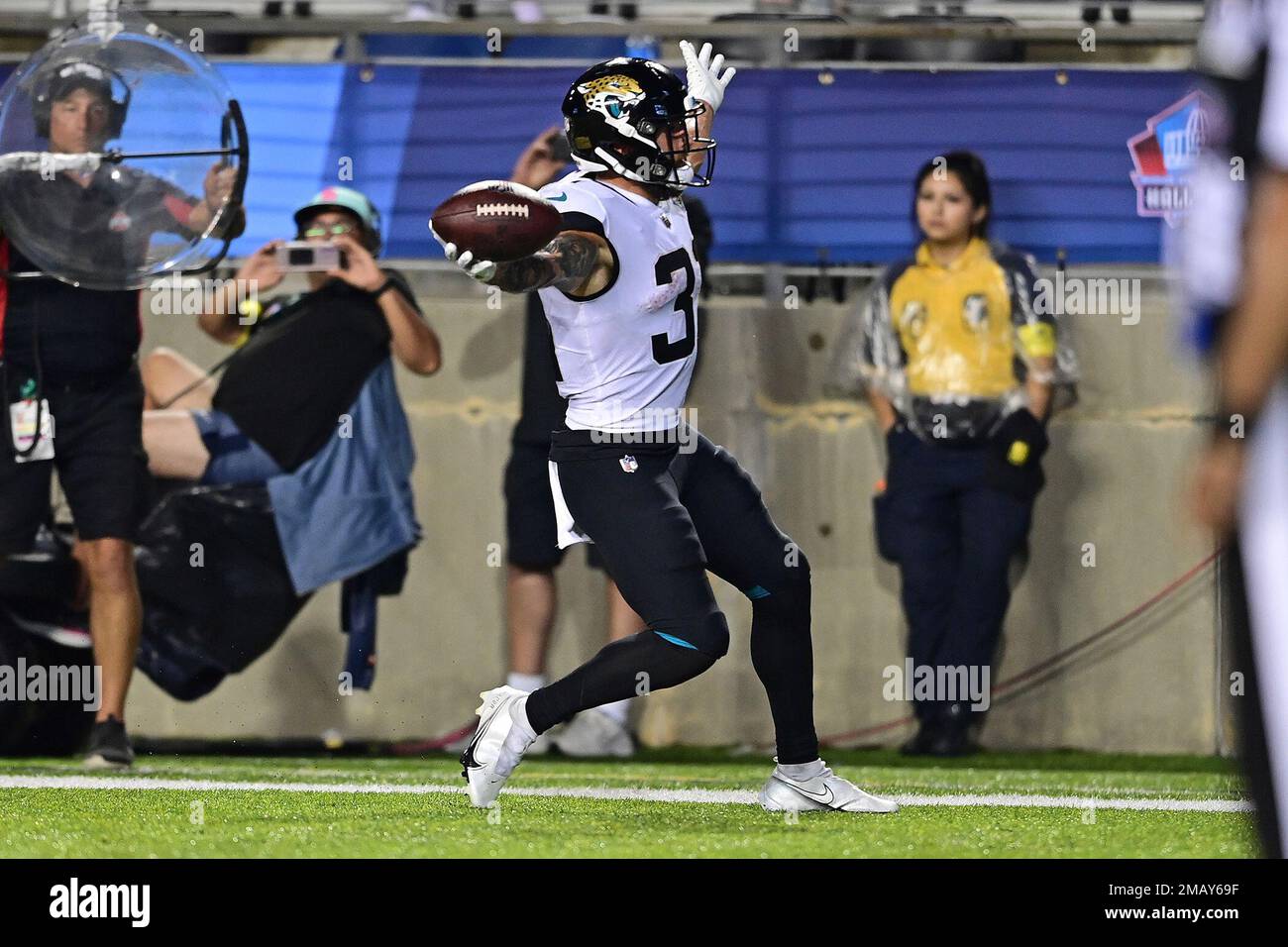 Jacksonville Jaguars running back Nathan Cottrell scores during the second  half of the team's NFL football exhibition Hall of Fame Game against the  Las Vegas Raiders, Thursday, Aug. 4, 2022, in Canton,