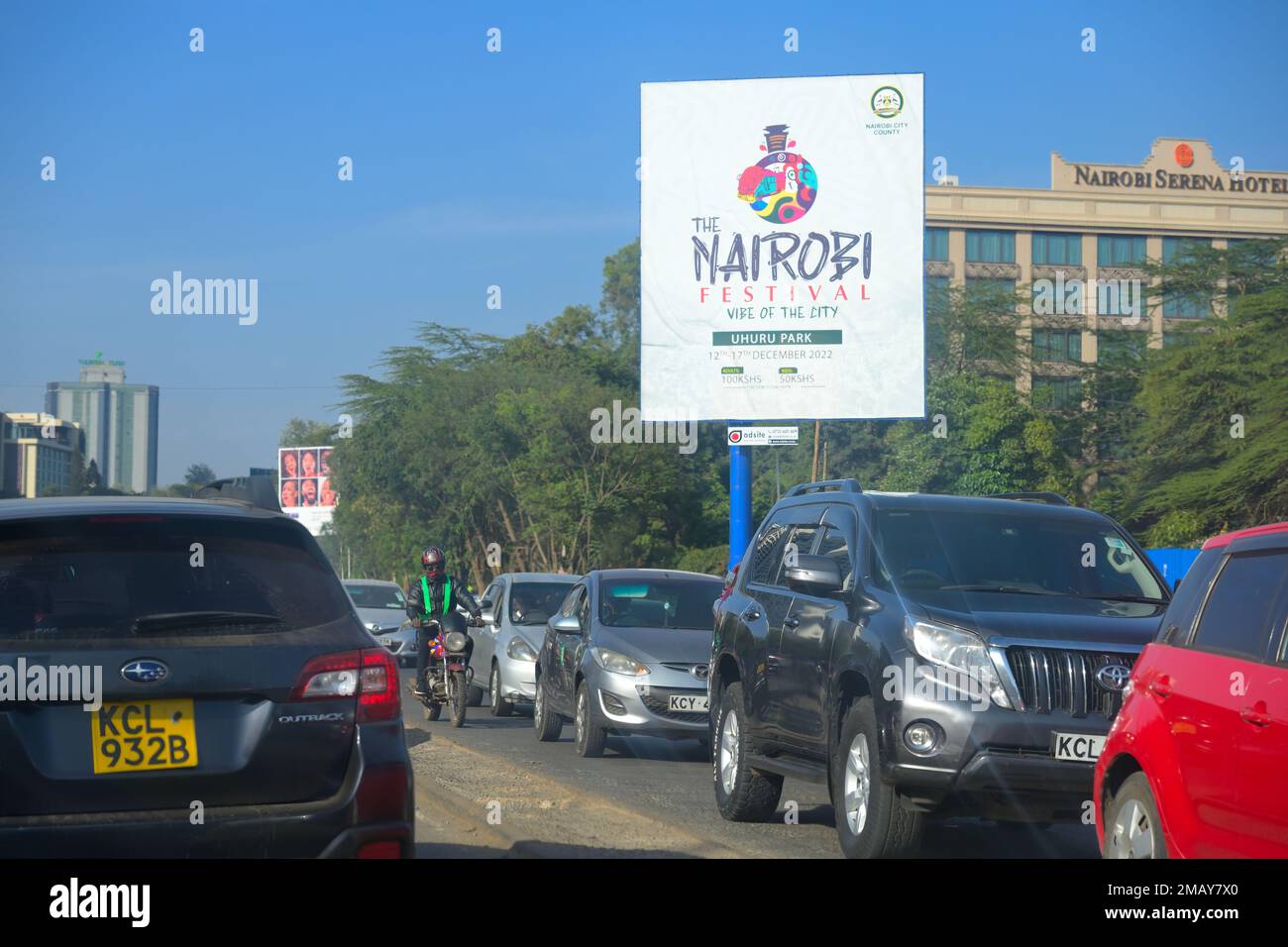 Traffic scenes around the CBD on the Nairobi Highway, Nairobi KE Stock Photo