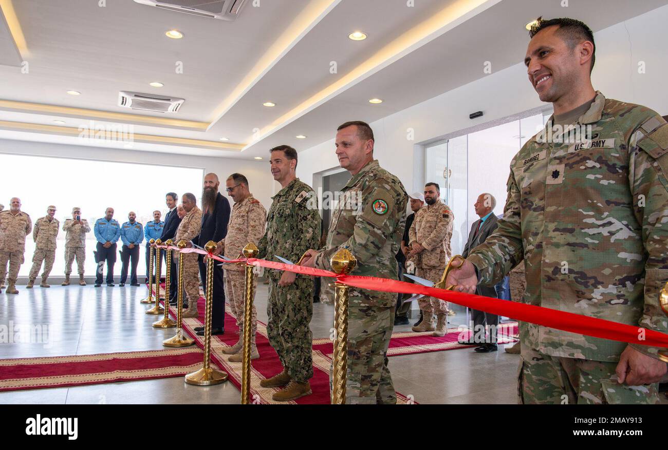 Senior U.S. and Kuwaiti military officials cut a ceremonial ribbon