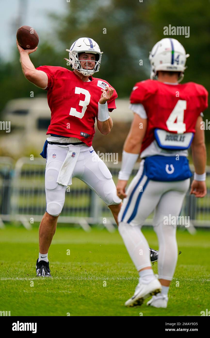 Indianapolis Colts quarterback Jack Coan looks to pass during the second  half of a preseason NFL football game against the Buffalo Bills in Orchard  Park, N.Y., Saturday, Aug. 13, 2022. (AP Photo/Adrian