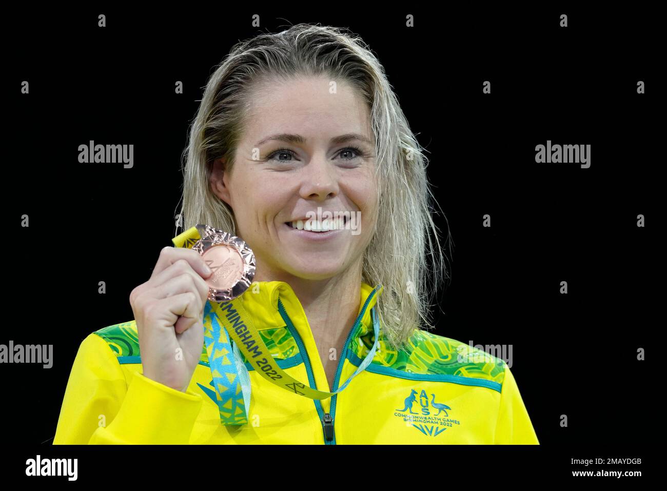 Kiah Melverton of Australia poses after winning the bronze medal in the