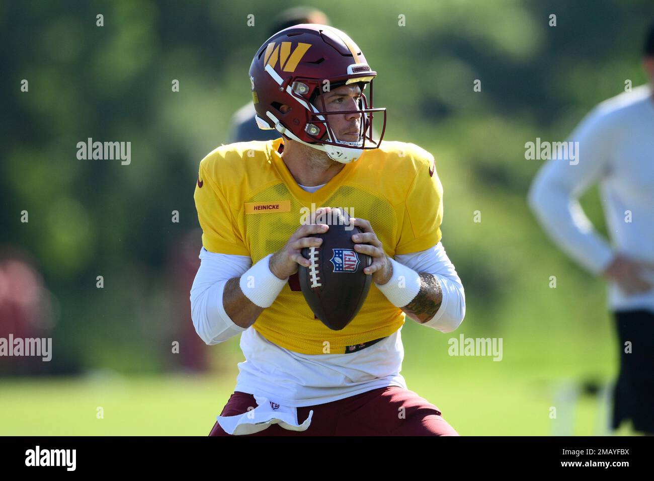Washington Commanders quarterback Taylor Heinicke (4) in action during