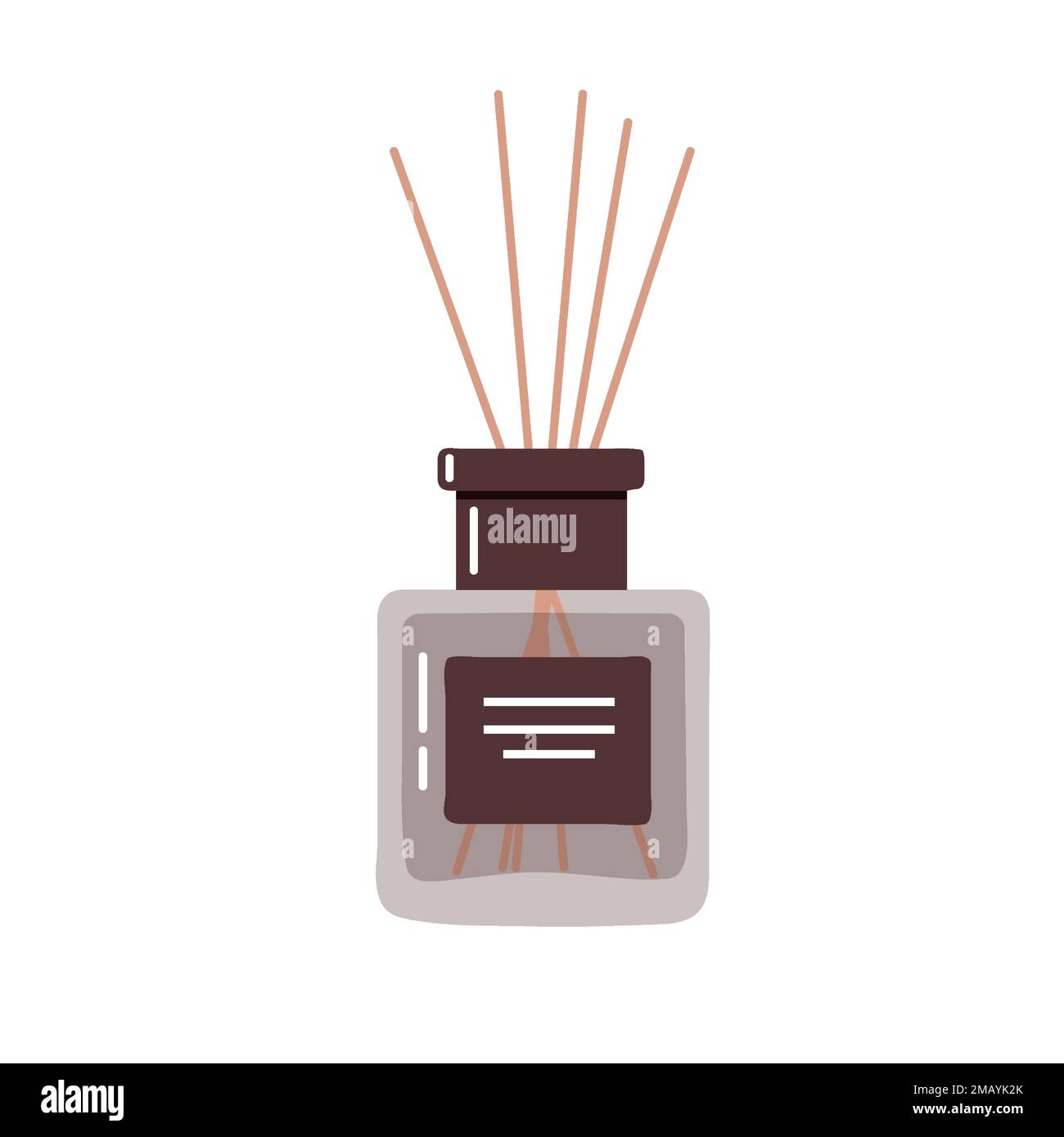Wooden reed fragrance sticks in a glass jar,home aromatherapy.Vector flat Stock Vector