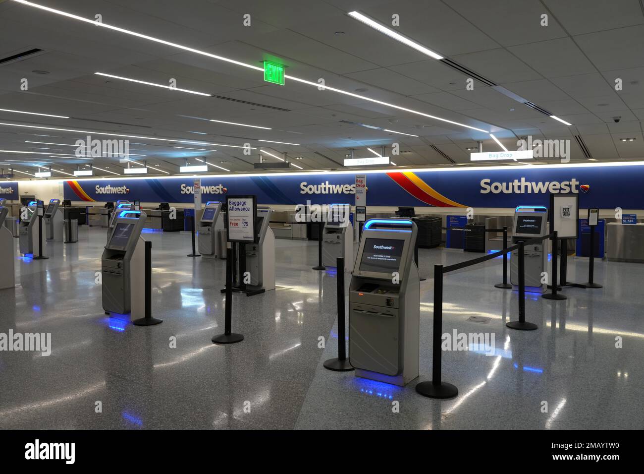 Los Angeles, United States. 07th Jan, 2023. Empty ticket counter and
