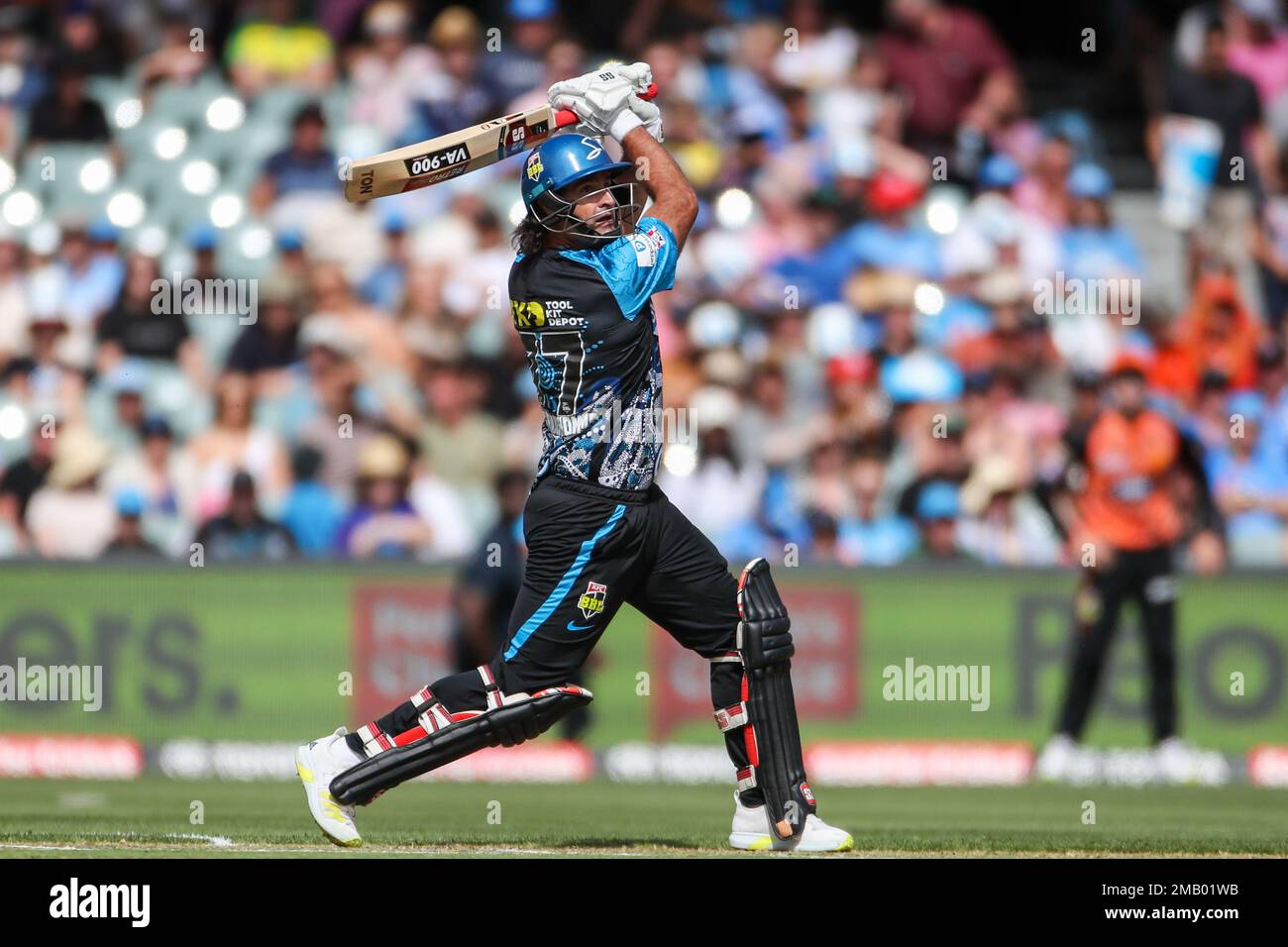 Colin De Grandhomme of the Strikers during the Big Bash League (BBL) cricket match between the Adelaide Strikers and the Perth Scorchers at Adelaide Oval in Adelaide, Friday, January 20, 2023