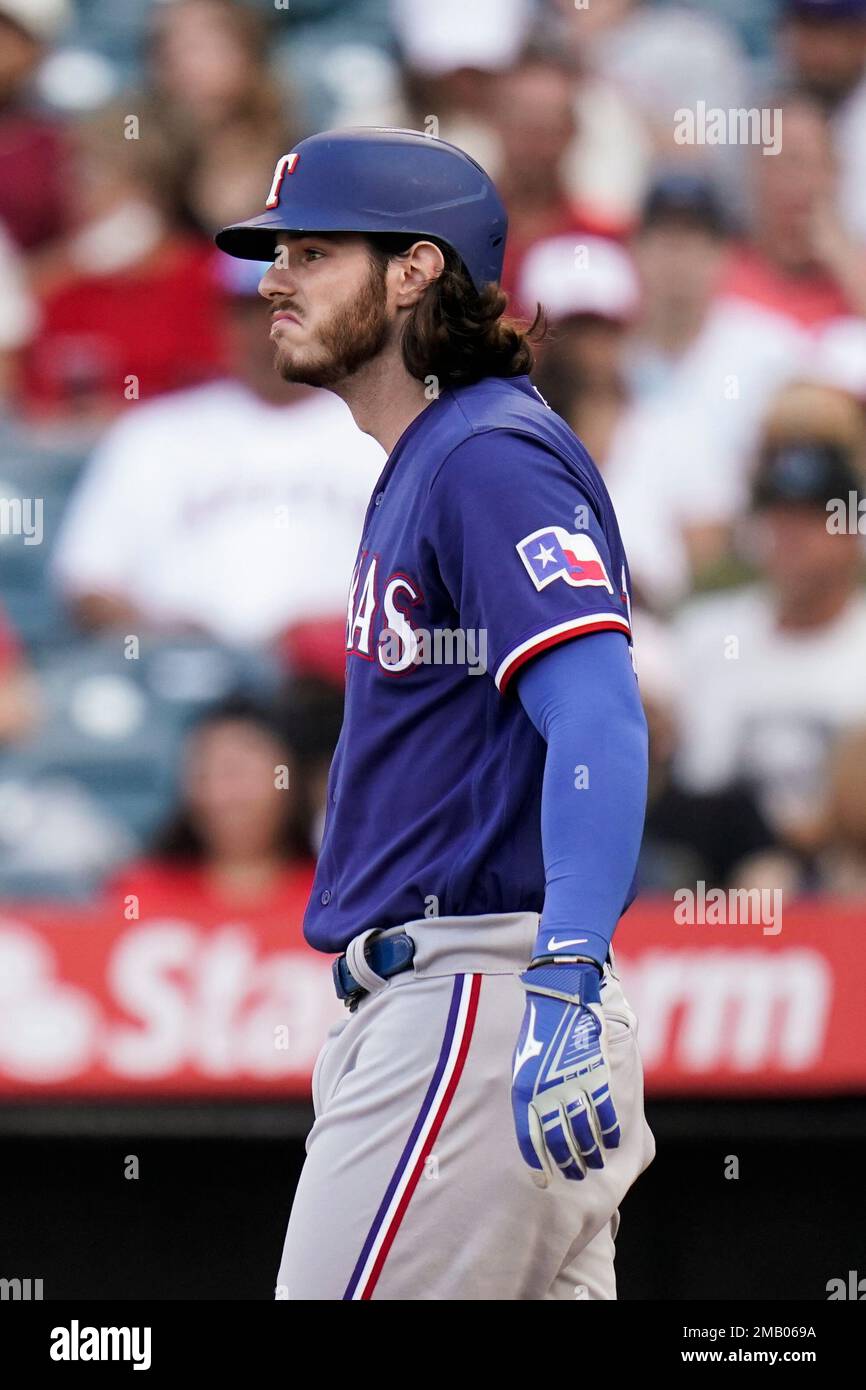 Texas Rangers catcher Jonah Heim reacts after striking out during an MLB  regular season game against the Colorado Rockies, Tuesday, June 1, 2021, in  D Stock Photo - Alamy