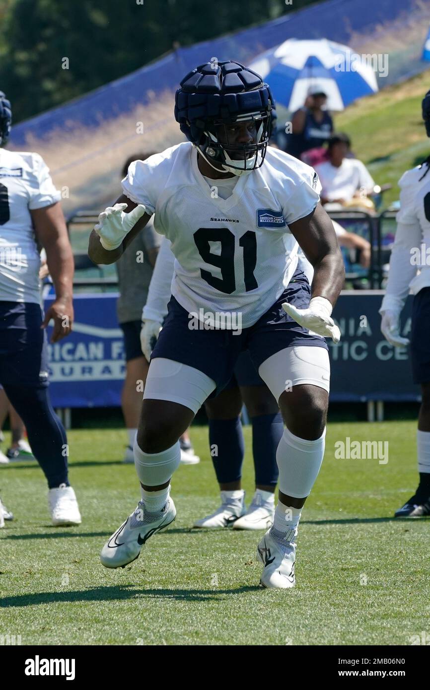 Seattle Seahawks' L.J. Collier walks off the field after an NFL football  practice Tuesday, May 21, 2019, in Renton, Wash. (AP Photo/Elaine Thompson  Stock Photo - Alamy