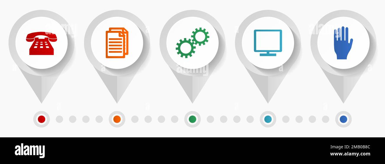 Technology vector icons, flat design web pointers collection, business concept infographic template Stock Vector