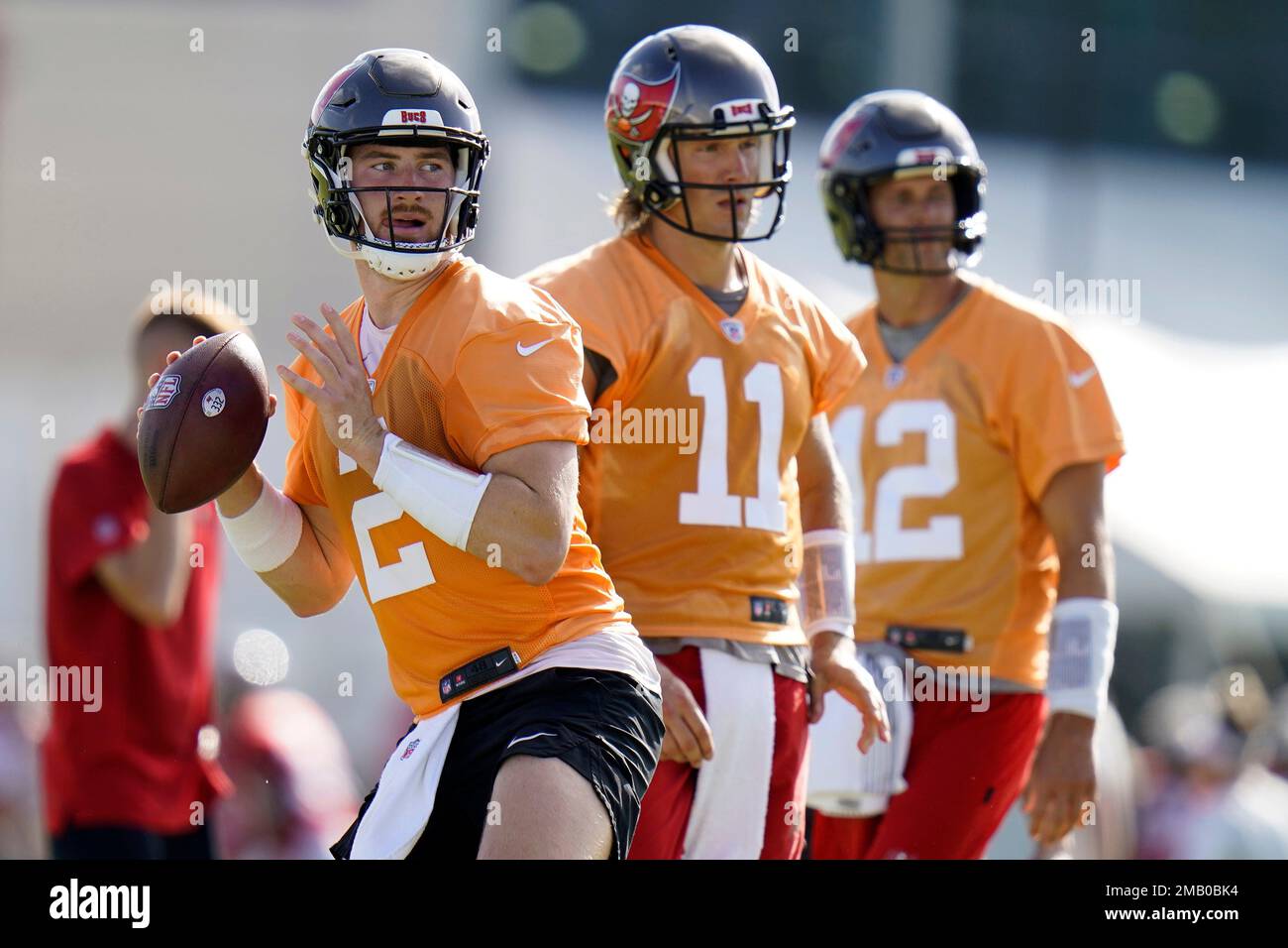 Tampa Bay Buccaneers quarterback Kyle Trask 2 throws a pass as