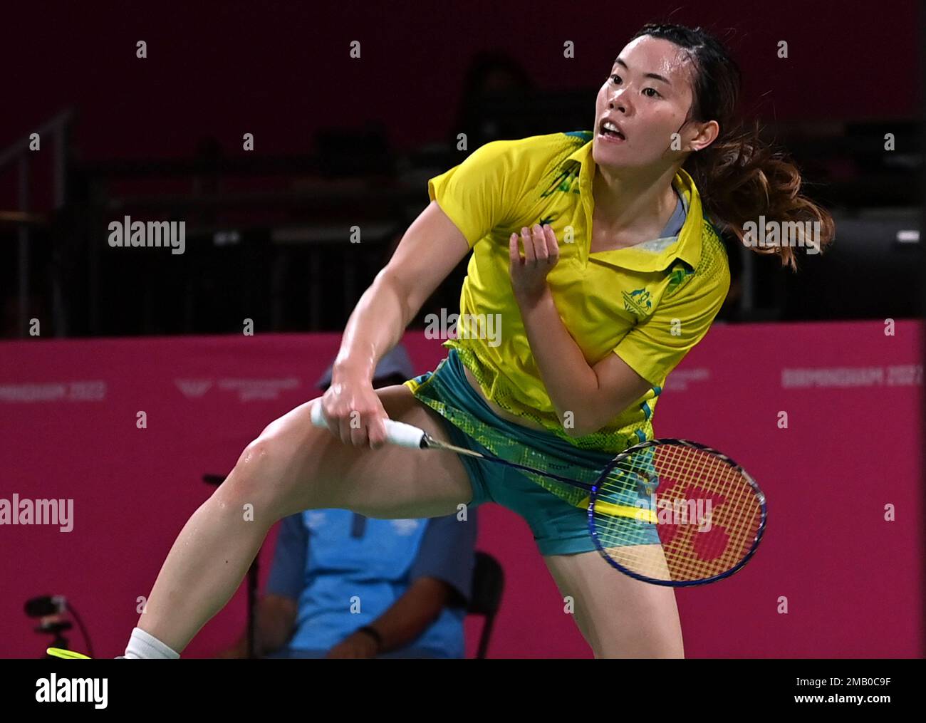 Australias Tiffany Ho competes against Pakistans Mahoor Shahzad during the womens singles Badminton match at the Commonwealth Games in Birmingham, England, Saturday, July 30, 2022