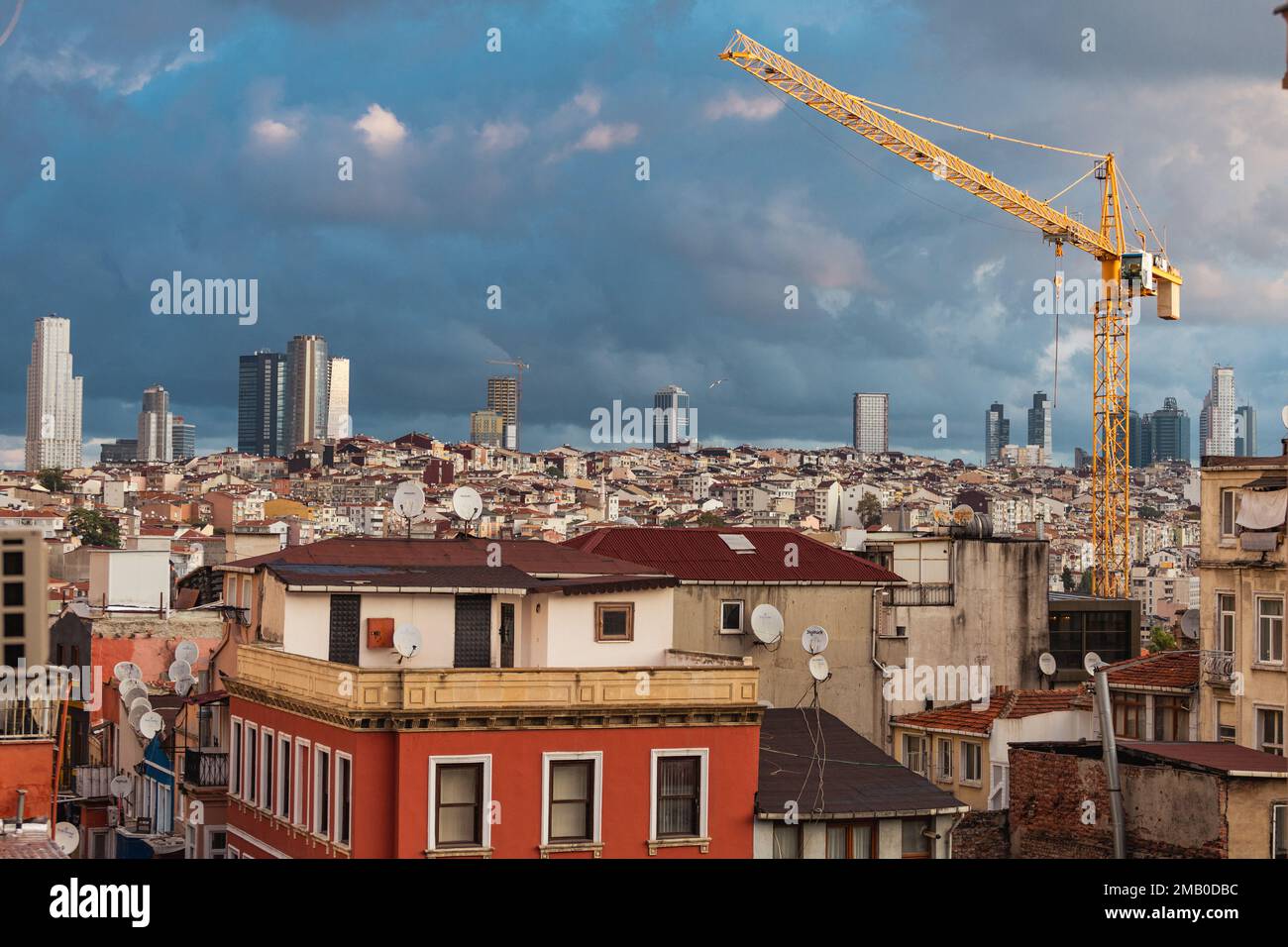 Cityscape of the European part of Istanbul. The modern part of the city with business towers of international corporations, skyscrapers. Istanbul, Tur Stock Photo