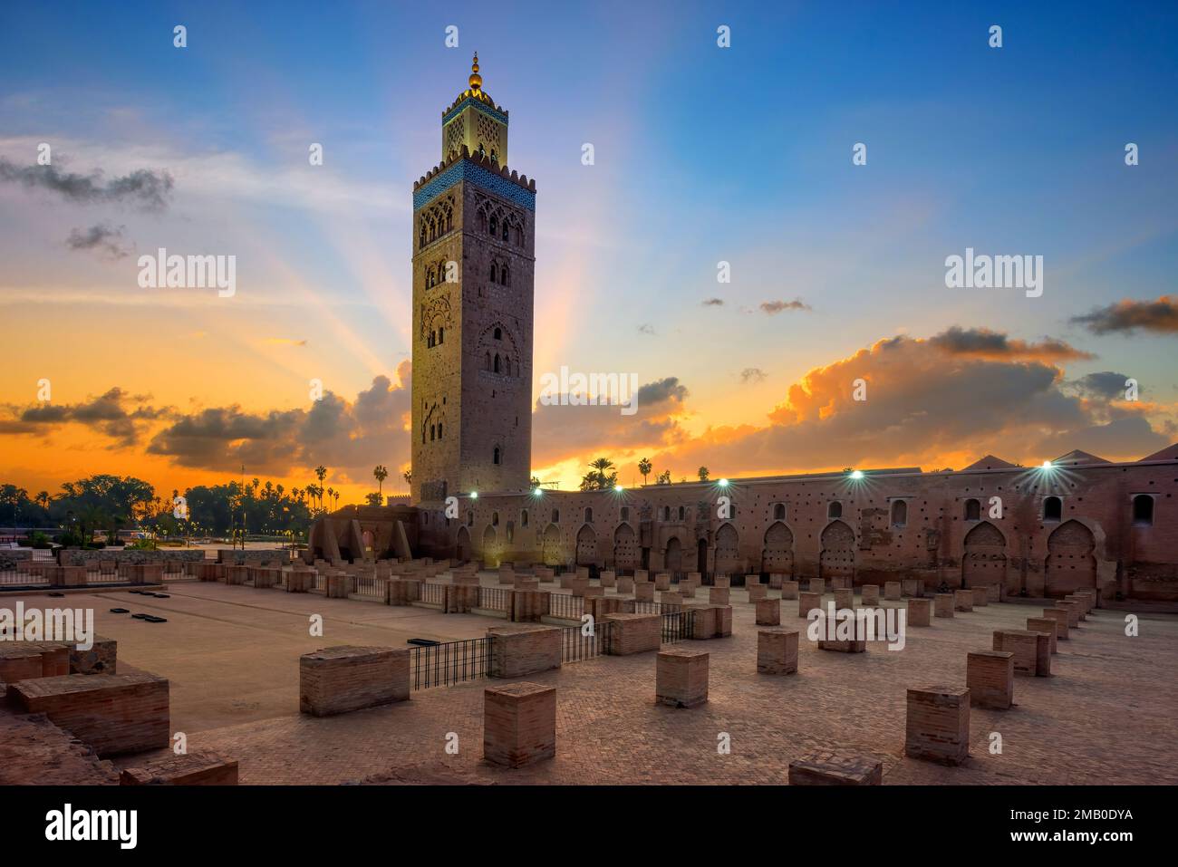 Koutoubia mosque in Marrakech at sunrise, Morocco Stock Photo