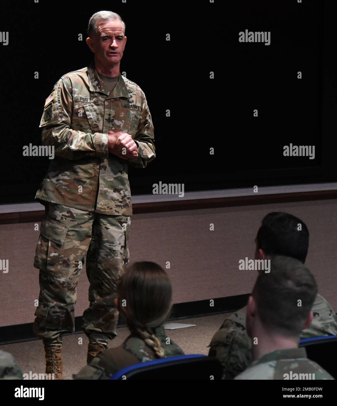Lt. Gen. Walter E. Piatt, director of Army Staff, briefs students