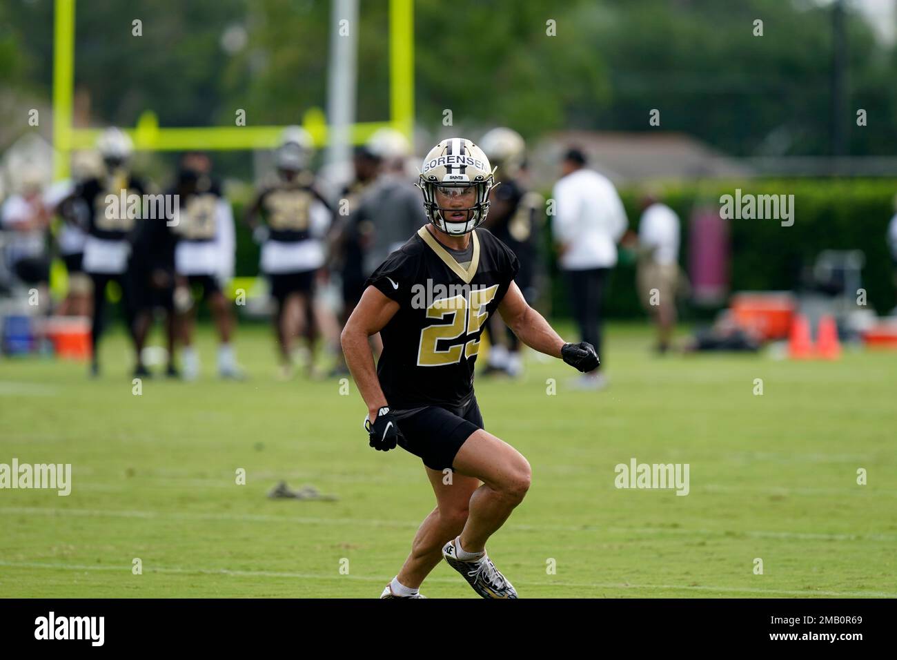 New Orleans Saints safetyDaniel Sorensen (25) runs through drills during  training camp at their NFL football training facility in Metairie, La.,  Thursday, July 28, 2022. (AP Photo/Gerald Herbert Stock Photo - Alamy