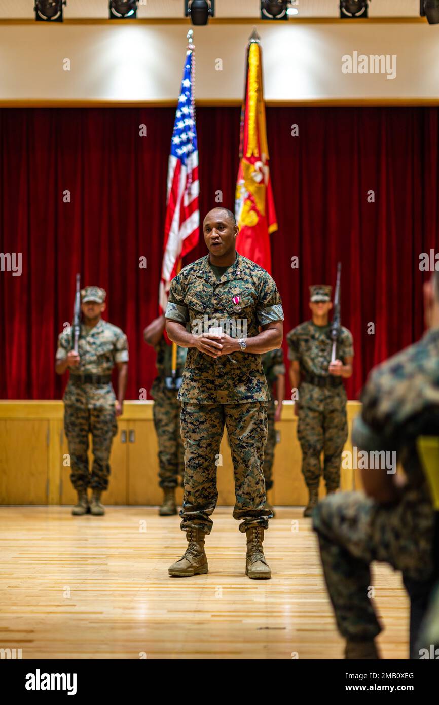 U.S. Marine Corps Lt. Col. Roe Lemons, the outgoing commanding officer ...
