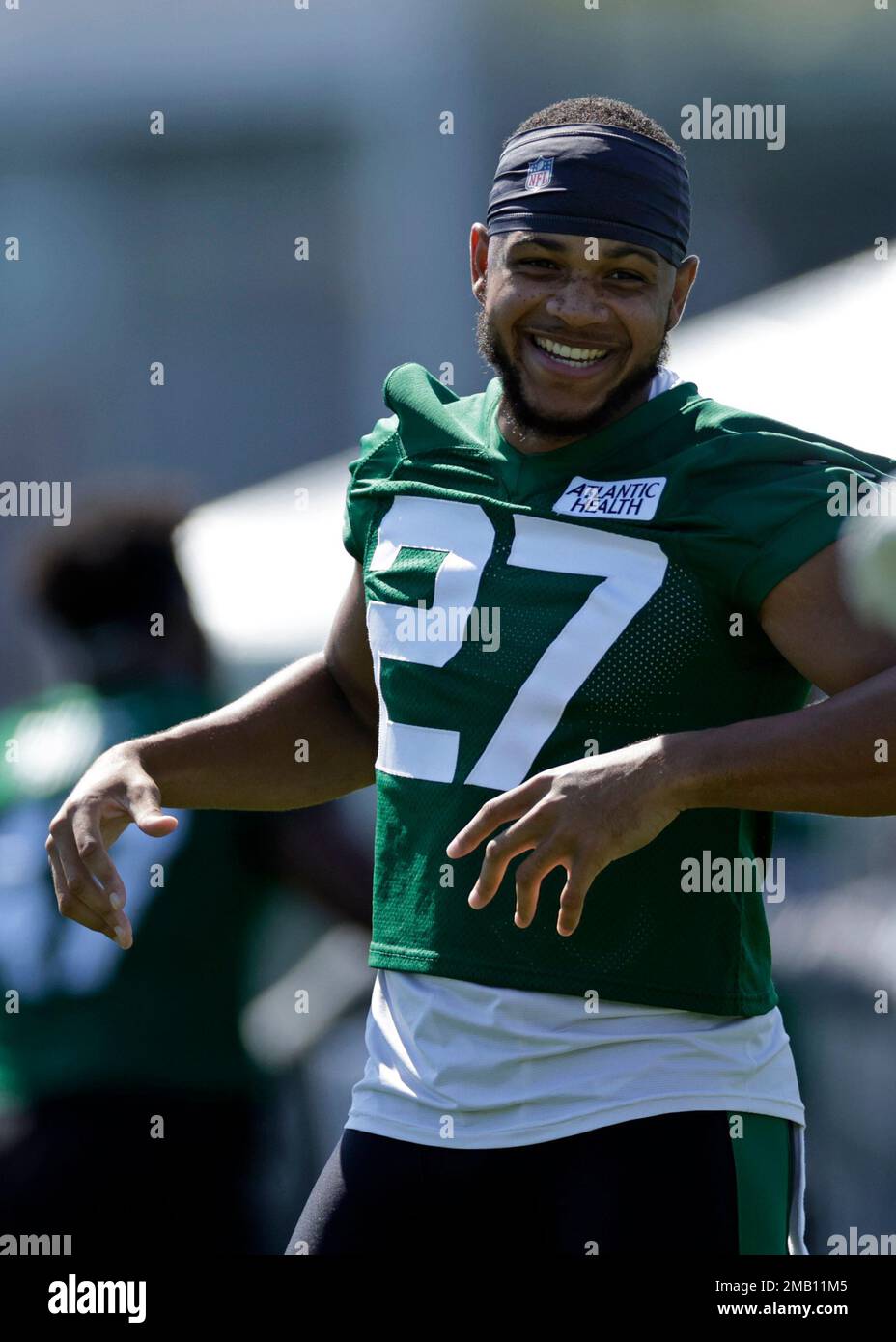 New York Jets cornerback Isaiah Dunn takes part in drills at the NFL  football team's practice facility in Florham Park, N.J., Wednesday, July  27, 2022. (AP Photo/Adam Hunger Stock Photo - Alamy