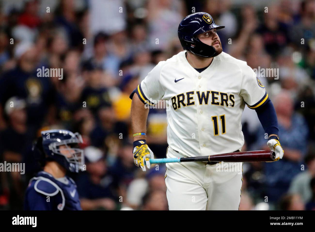 New York Yankees' Aaron Judge talks with Milwaukee Brewers' Rowdy Tellez  during the third inning of a baseball game Saturday, Sept. 17, 2022, in  Milwaukee. (AP Photo/Aaron Gash Stock Photo - Alamy