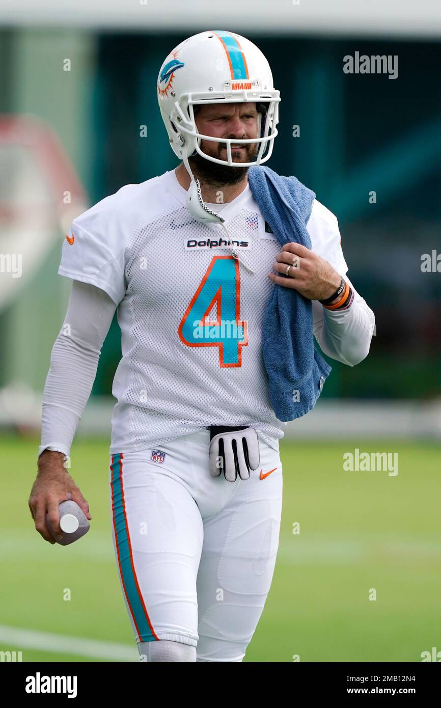 Miami Dolphins punter Thomas Morstead takes part in drills at the NFL