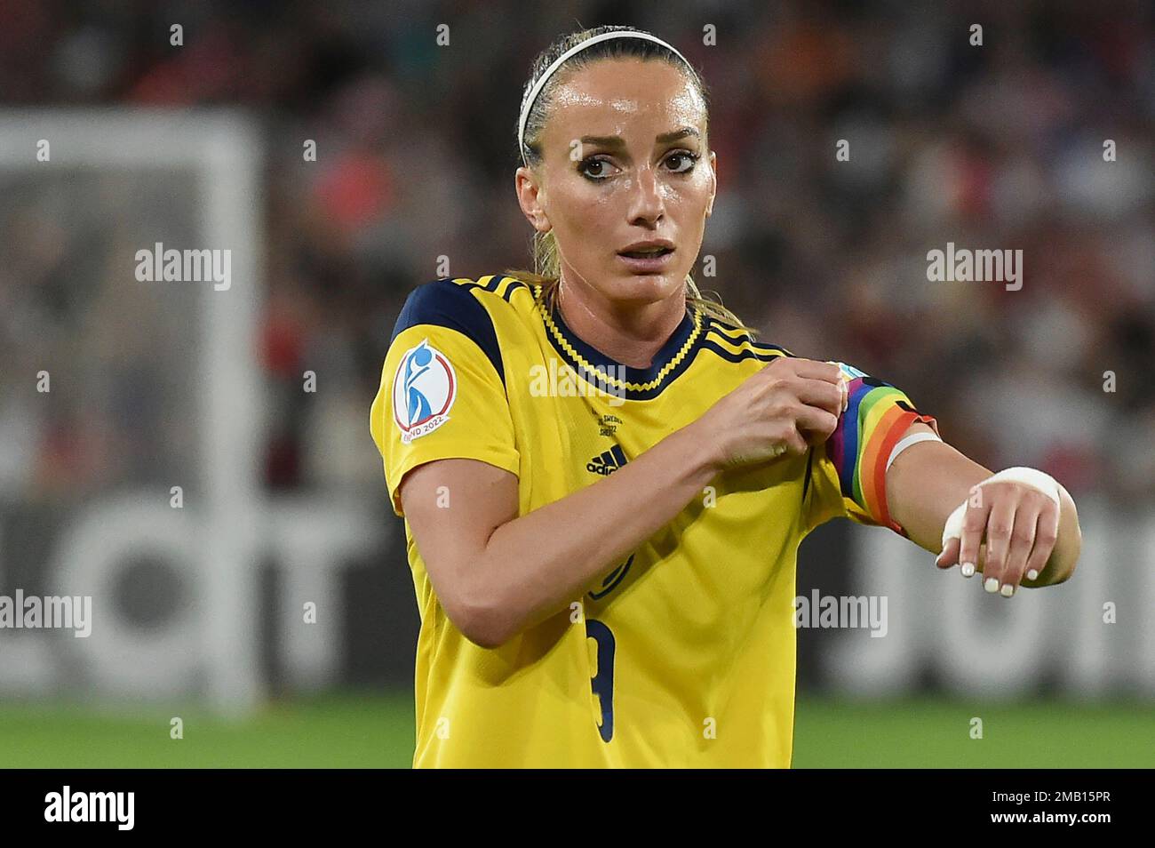 Sweden's Kosovare Asllani attends the Women Euro 2022 semi final soccer