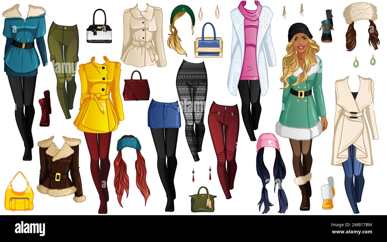 Winter Walk Paper Doll with Beautiful Lady, Outfits, Hairstyles and ...