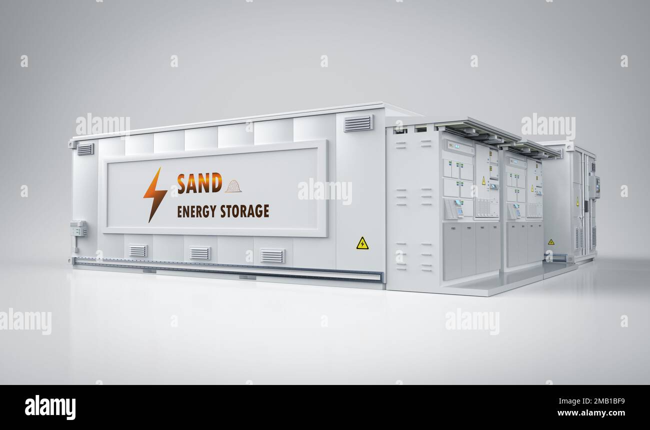 3d rendering energy storage system or battery container unit with sand ...