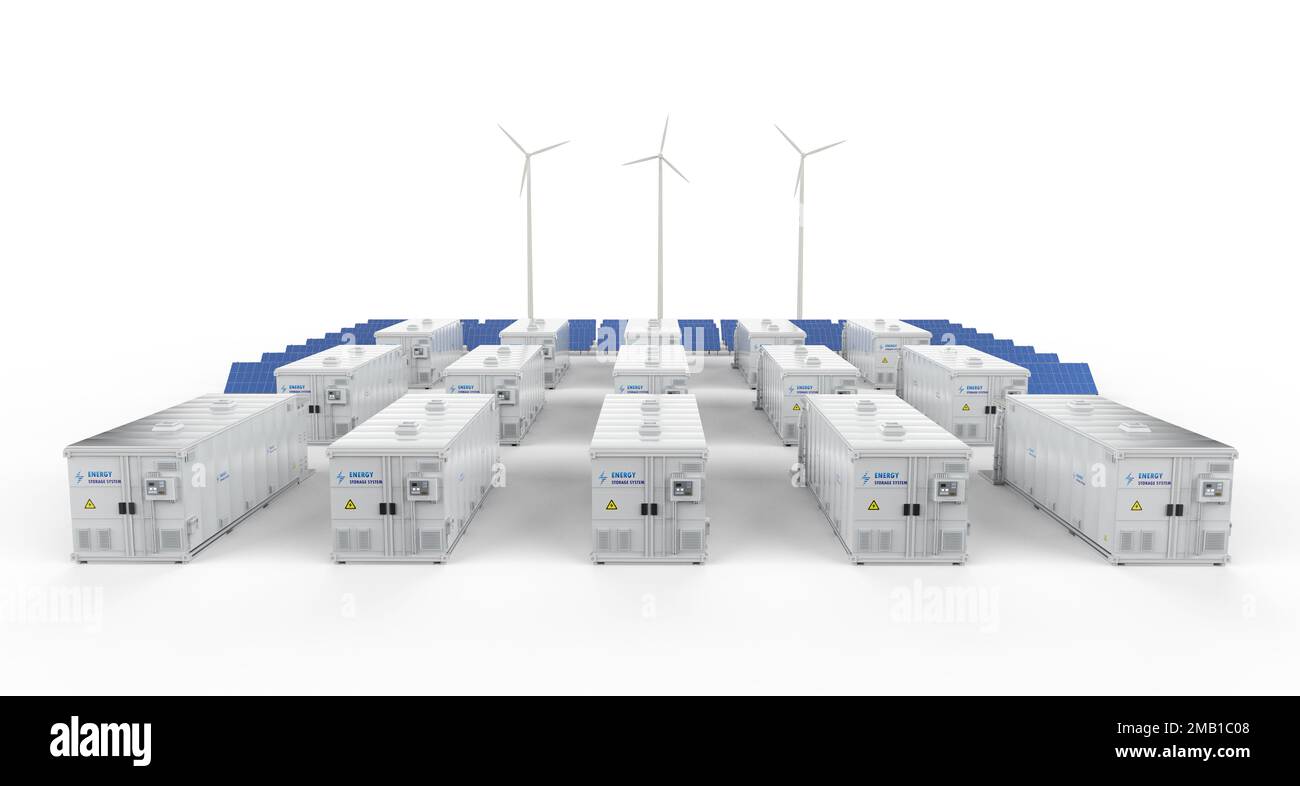 3d rendering amount of energy storage systems or battery container