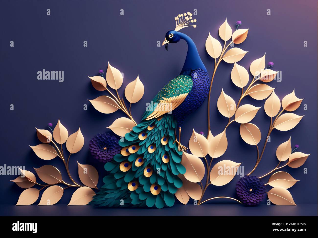 colorful peacock wallpaper. colorful mural background for canvas wall