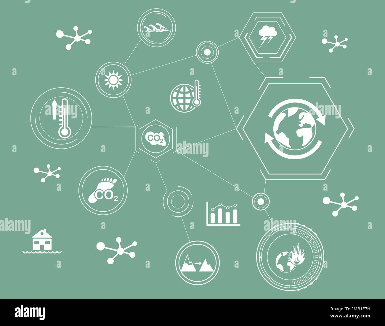 Concept of climate change with connected icons Stock Photo - Alamy