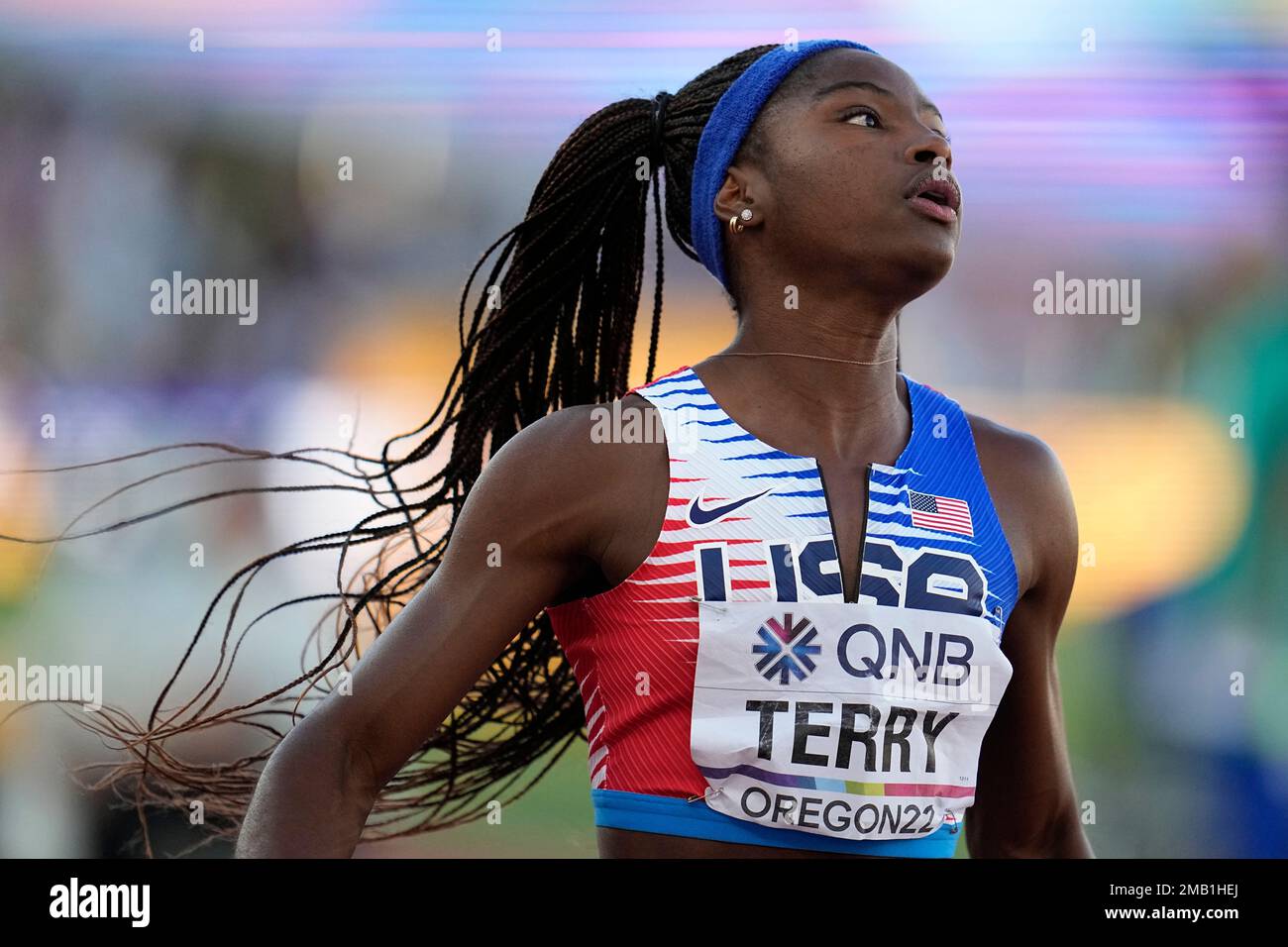 Twanisha Terry, of the United States, wins the final in the women's