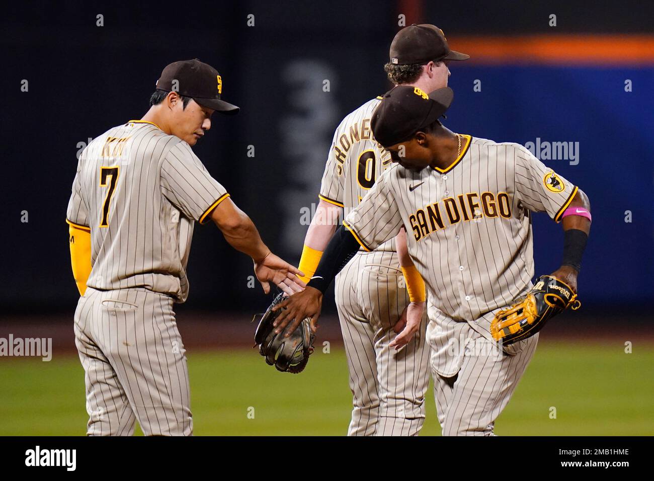 San Diego Padres' Ha-Seong Kim, of South Korea, during the third inning of  a baseball game against the New York Mets Saturday, July 23, 2022, in New  York. (AP Photo/Frank Franklin II