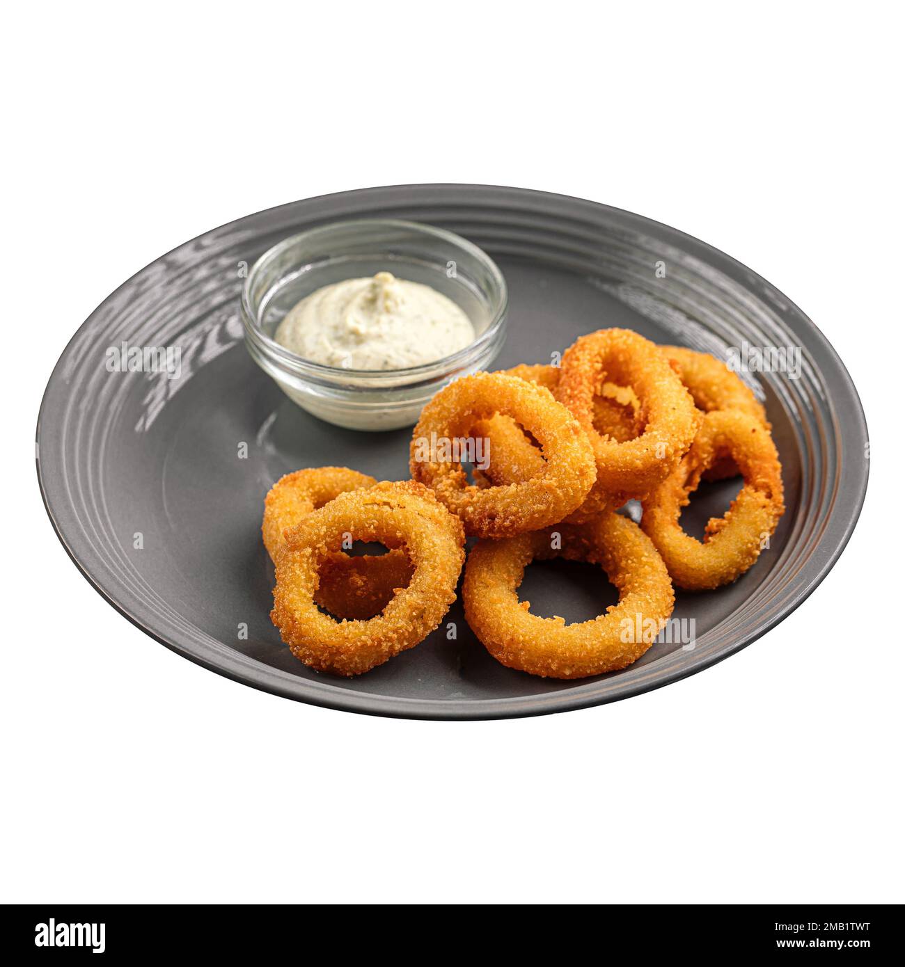 Isolated plate of deep fried onion rings Stock Photo Alamy