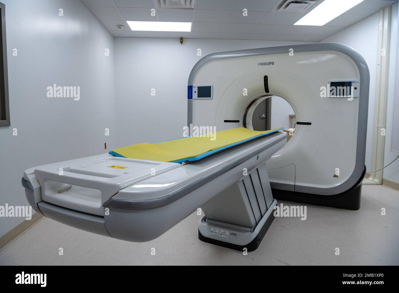 The placement of new medical equipment fills the interior of the temporary structure at Governor Juan F. Luis Hospital in Christiansted on St. Croix in the U.S. Virgin Islands. FEMA is providing $111 million for the facility, which will take the place of the main hospital until a replacement facility is complete. Juan F. Luis Hospital was damaged by Hurricane Maria in September 2017. FEMA/K.C. Wilsey Stock Photo