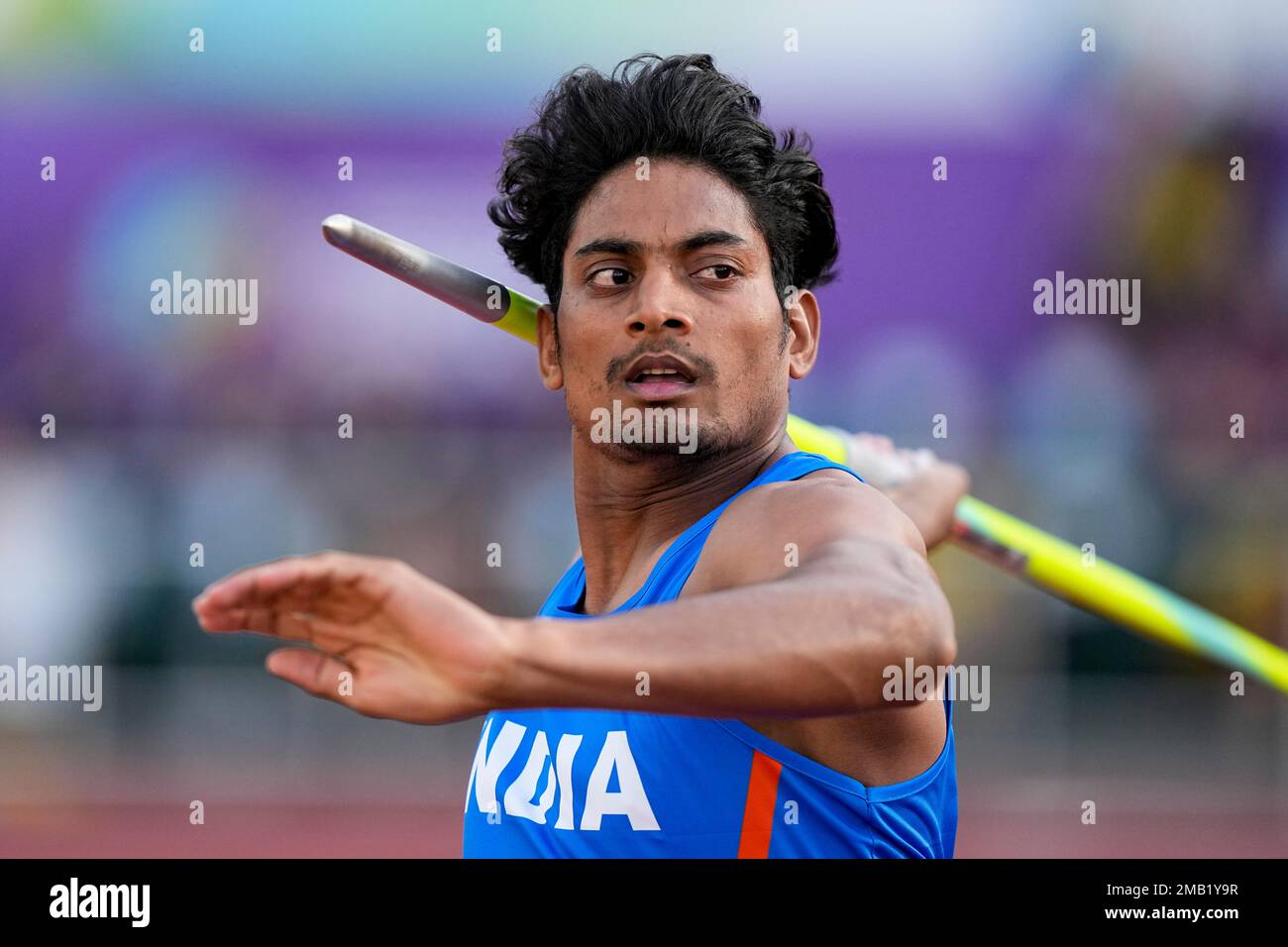 Rohit Yadav, of India, competes in qualifications for the men's javelin