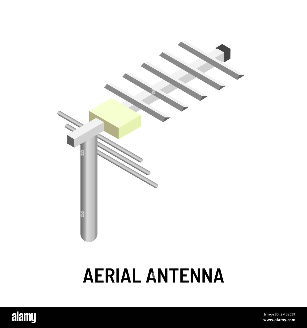 Television signals broadcasting aerial antenna technological device vector indoor or outdoor gadget electric appliance channels and radio-signal trans Stock Vector